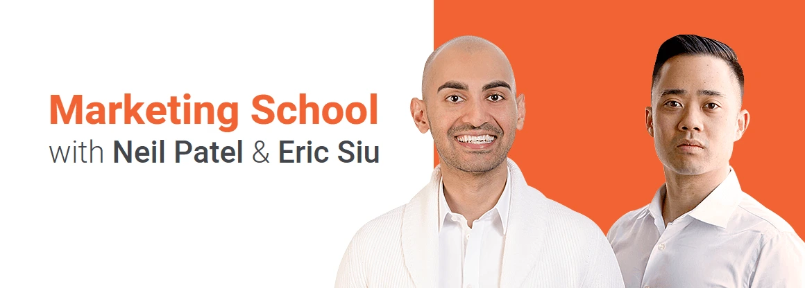 Marketing School home page view with authors portrait